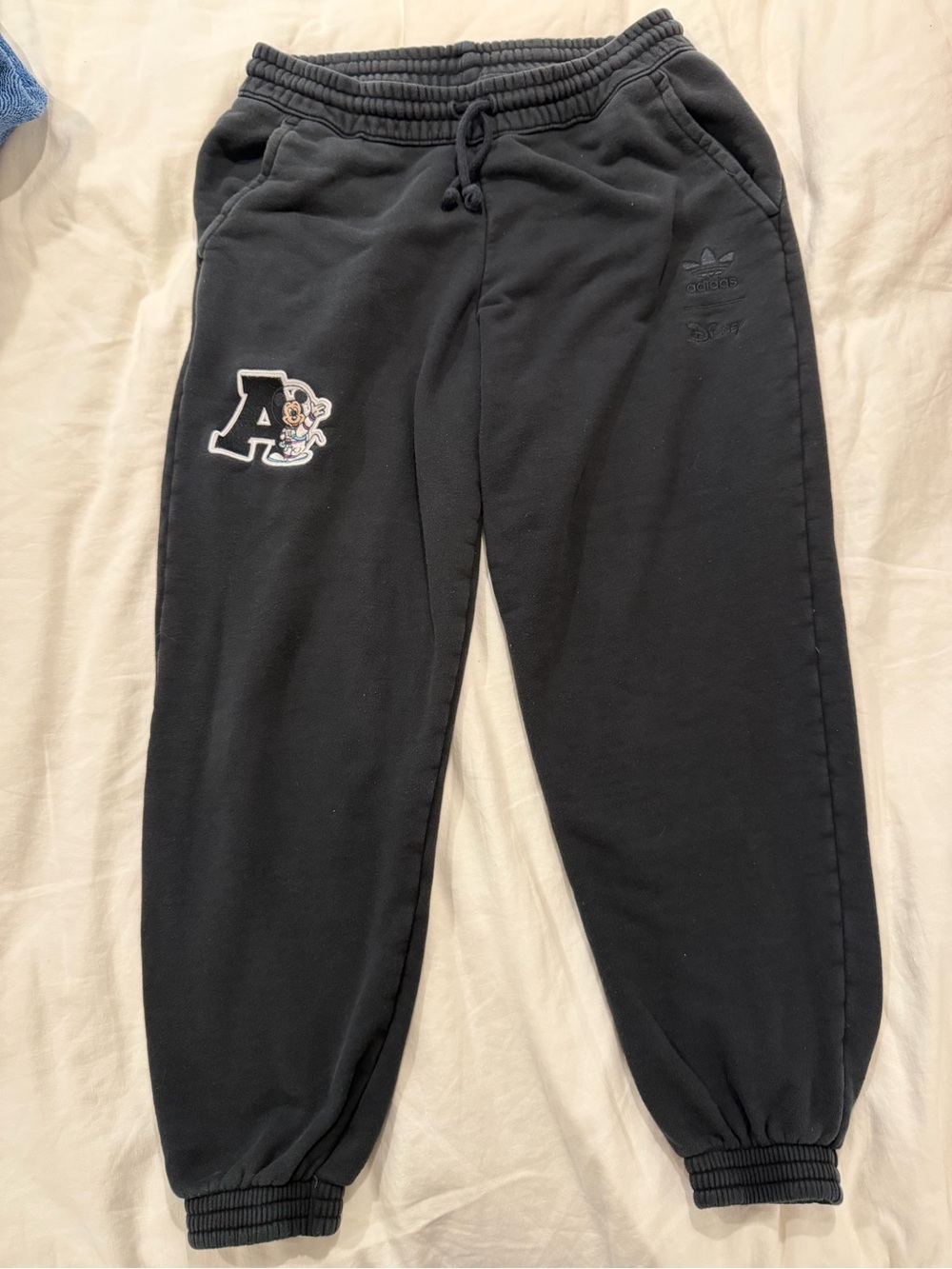 Adidas x Disney Black Cotton Sweats with Mickey Patch